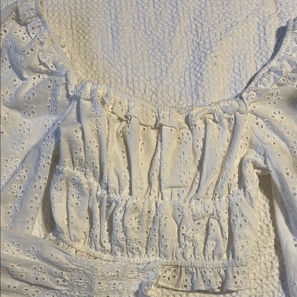 Showpo White Puff Sleeve Smocked Blouse - Picture 4 of 5